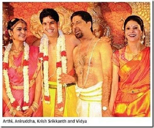 Krishnamachari Srikkanth with his wife, Vidya Srikkanth and son Adithyaa Srikkanth