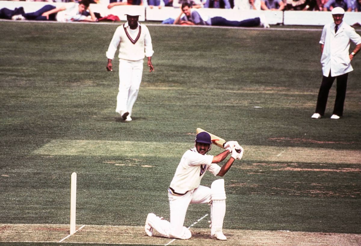 Krishnamachari plays a shot for his valiant 38 runs against West Indies in 1983 World Cup finals