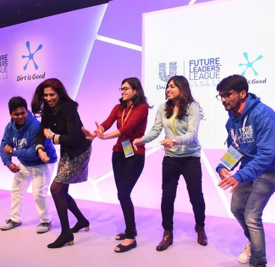 Leena Nair dancing during Future Leaders League at Unilever
