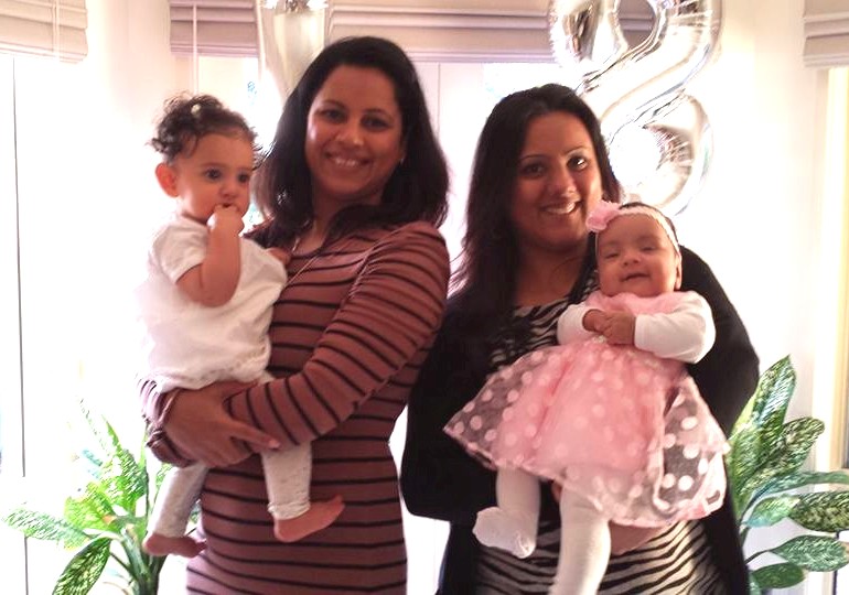 Lisa Binny and Laura Quinn with their daughters