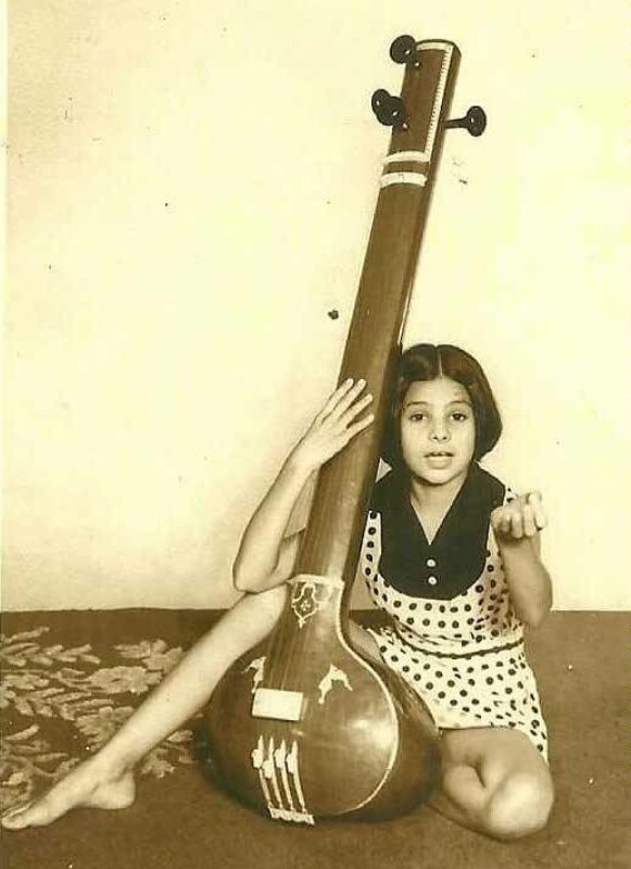 Malini Awasthi while practicing music and singing in her childhood
