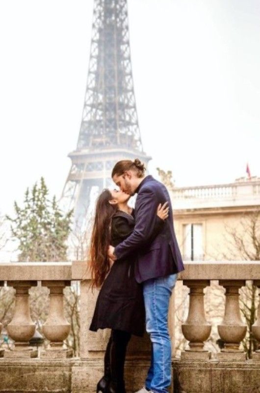 Michael with Sreejita infront of Eiffel tower