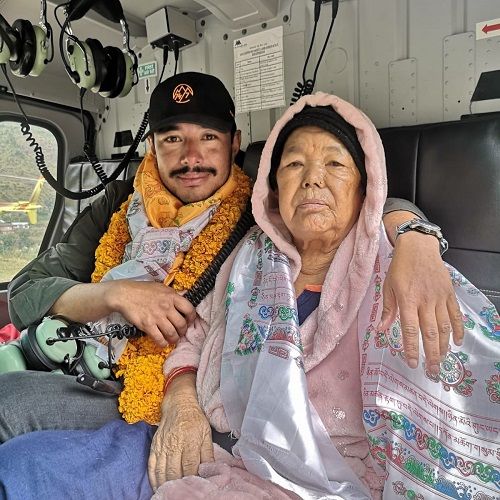 Nirmal Purja with his mother
