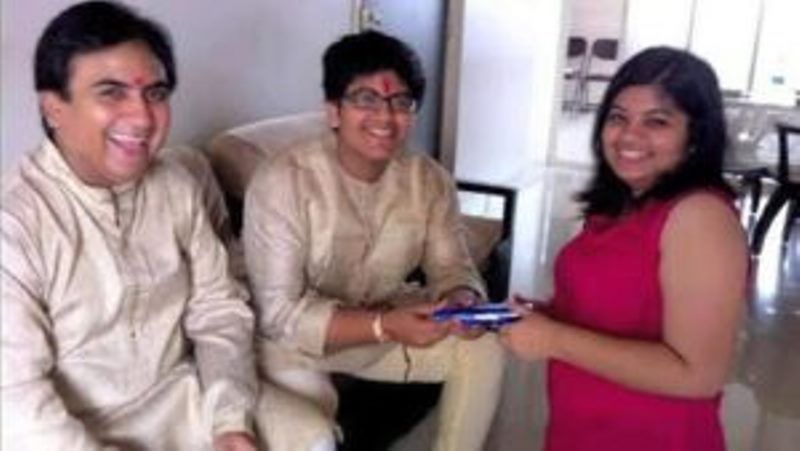 Niyati Joshi with her father and brother