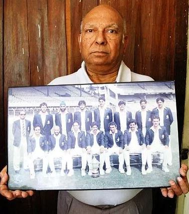 PR Man Singh with a 1983 World Cup Indian team poster