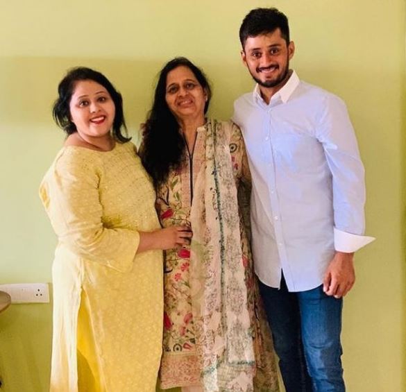 Priyank Panchal with his mother and sister