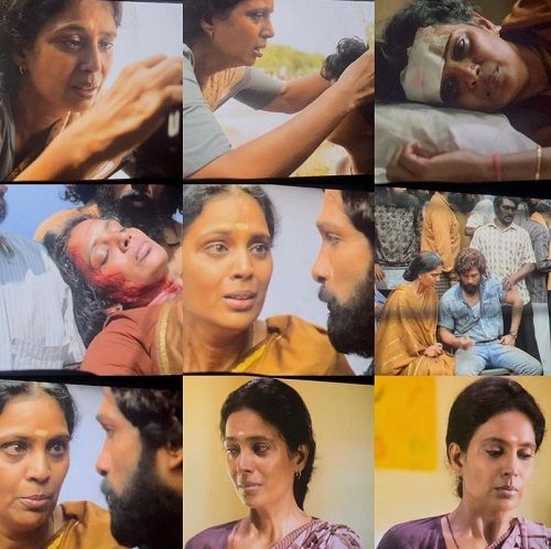 A collage of Kalppa Latha from the film 'Pushpa- The Rise'