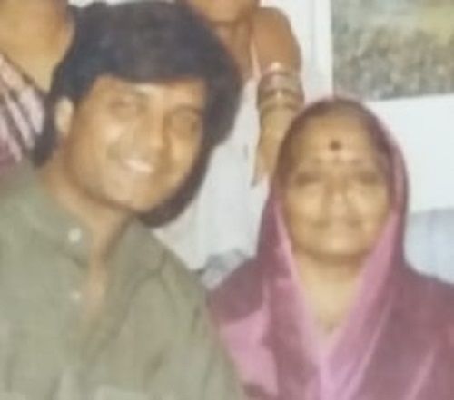 Arun Verma with his mother