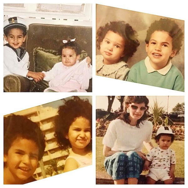 Elena Fernandes childhood picture with her brother and her mother