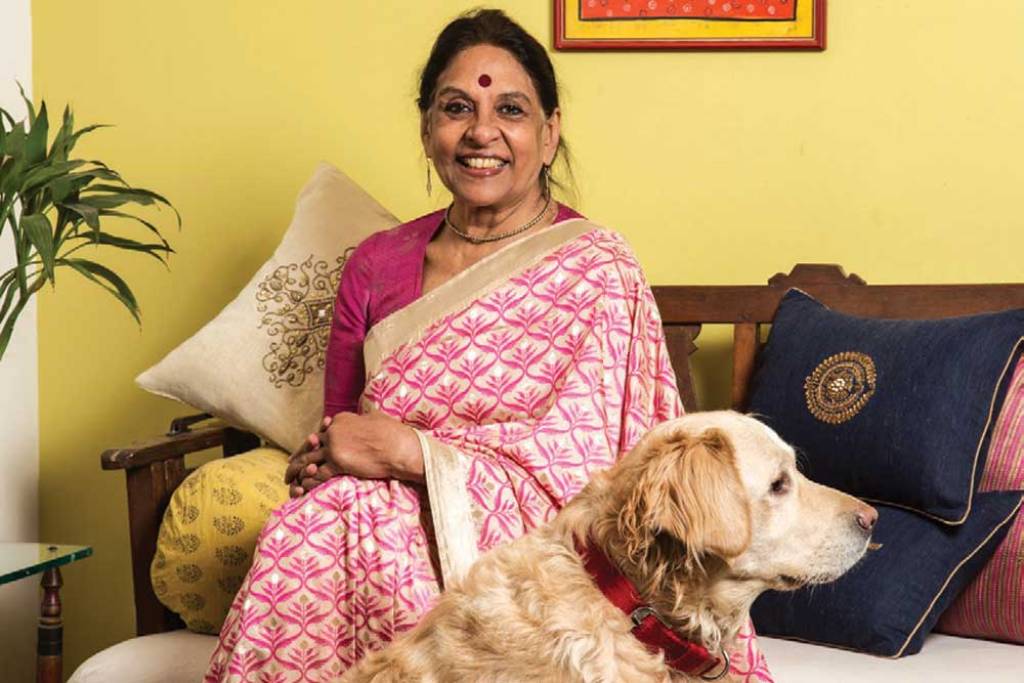 Jaya Jaitly with her pet dog