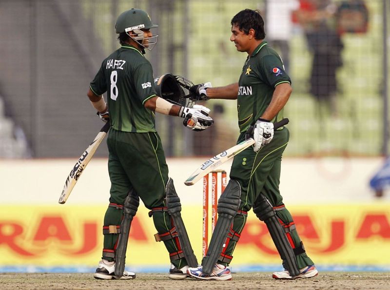 Mohammad Hafeez 224 runs partnership with Nasir Jamshed which helped Pakistan to win the match on 18 March 2012 in Mirpur (Dhaka)