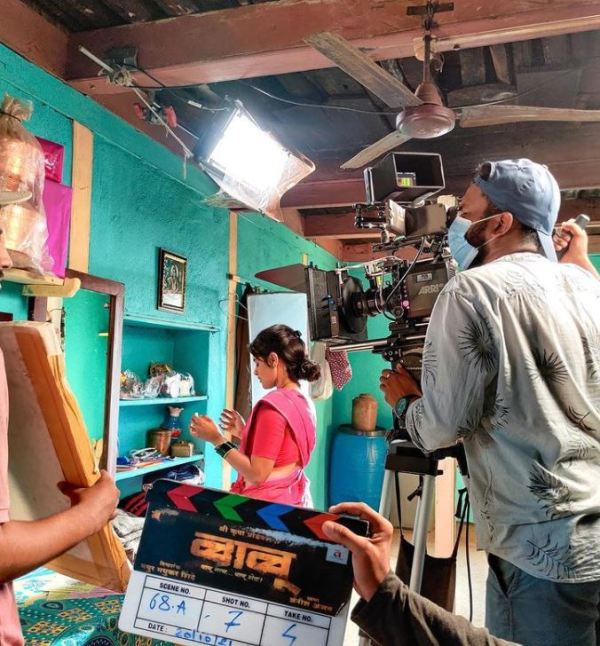 Neha Mahajan shooting a sequence of her upcoming Marathi film Babu