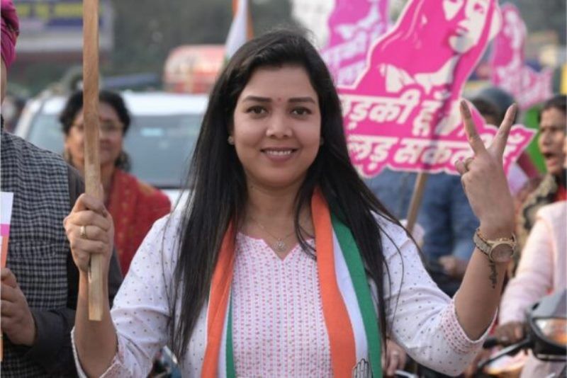 Priyanka Maurya during the ladki hoon, lad sakti hoon’ campaign promotions