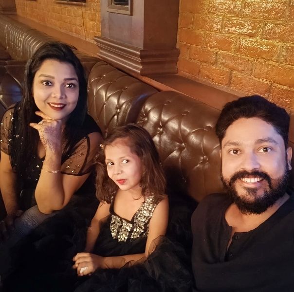Priyanka Maurya with her husband and daughter