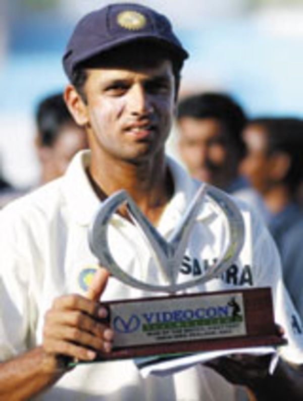 Rahul Dravid with the 'Player of the Match award' on 12 October 2003