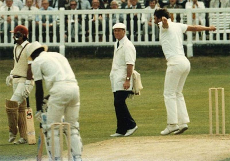 Roger Binny after dismissing West Indian Clive Lloyd during the 1983 Cricket World Cup final