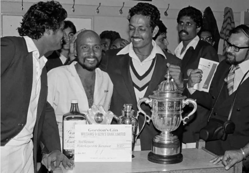 Syed Kirmani with the 1983 World Cup Trophy