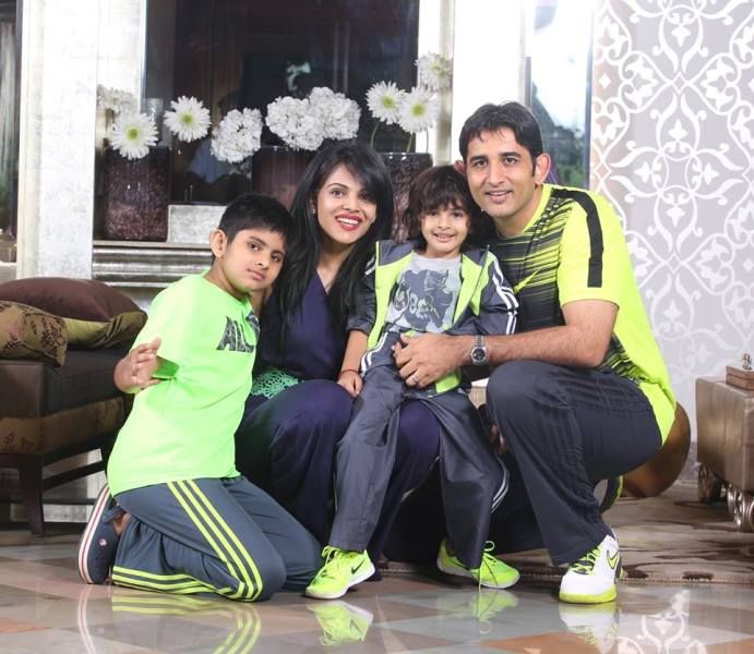 Vikas Thapar with his wife and children