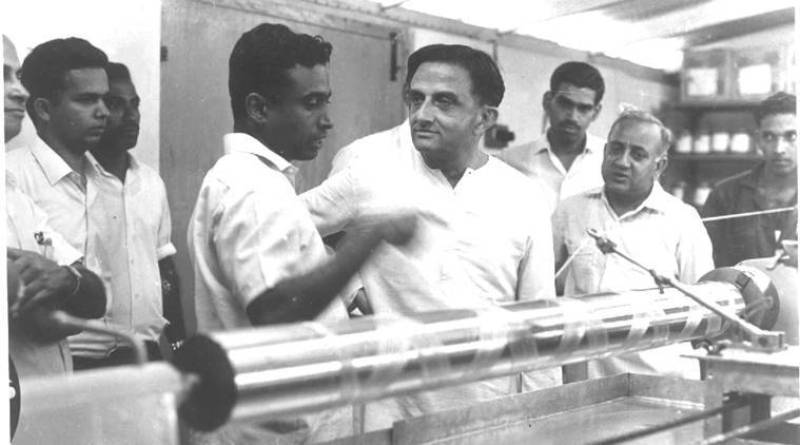 Vikram Sarabhai and A. P. J. Abdul Kalam at the Thumba Equatorial Rocket Launching Station