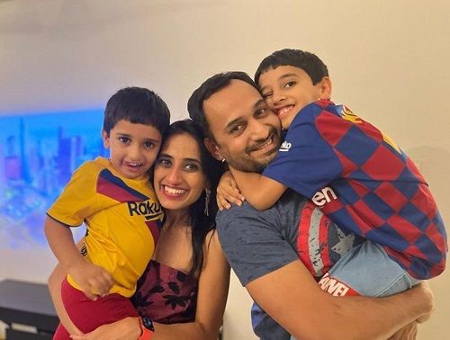 Vineeta Singh with her husband and sons