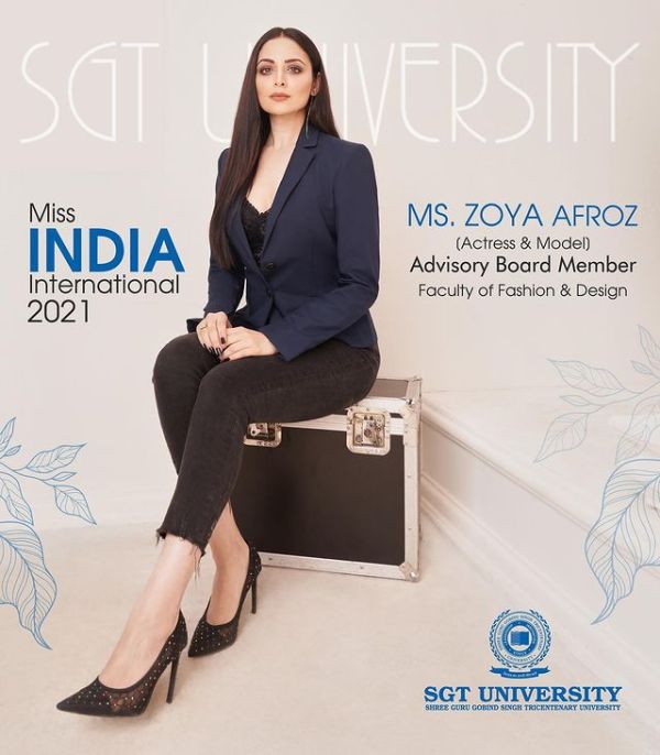Zoya Afroz as the advisory board member of SGT University