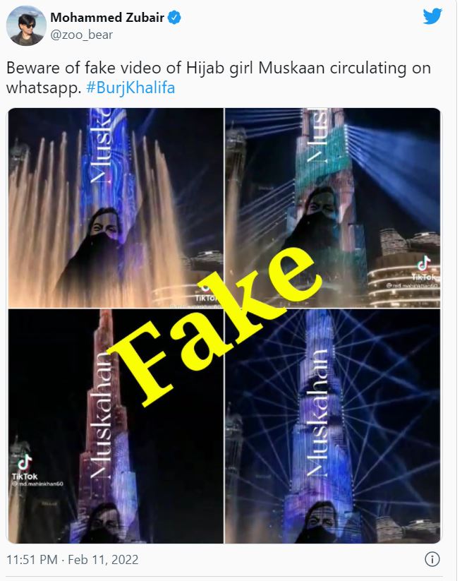 A fake social media post about Muskan Khan