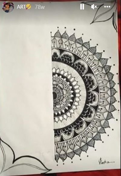 An Instagram story of Shreya Lenka showing Mandala Art