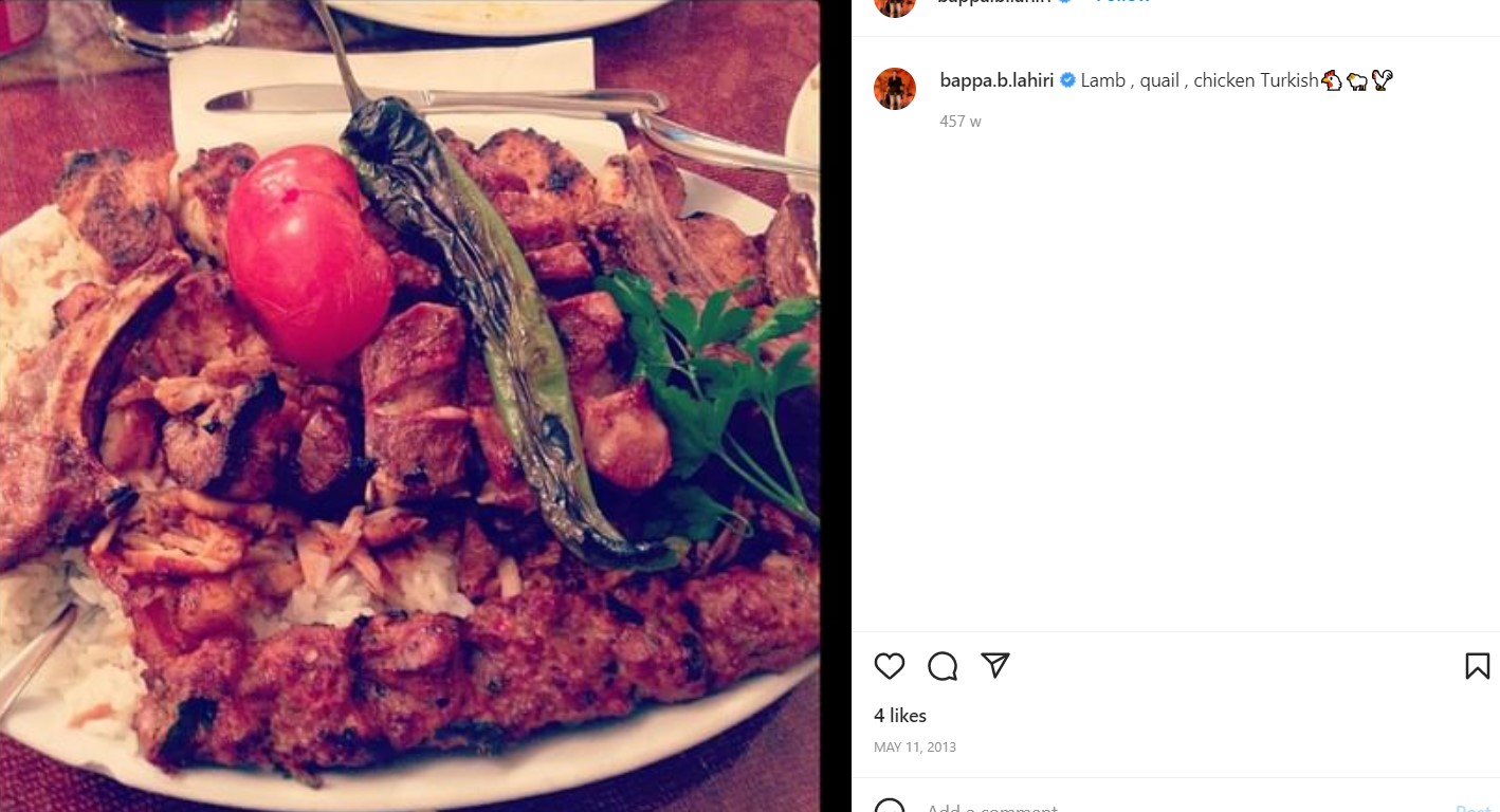 Bappa Lahiri's Instagram post about his eating habits