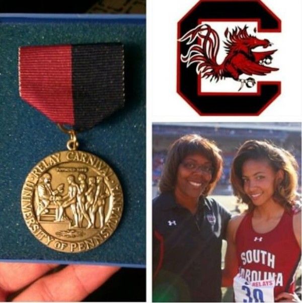 Cheslie Kryst's medal in a relay race during graduation
