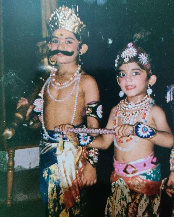 Childhood picture of Chetan Kumar as Bheema, along with his brother, Ashok Kumar as Krishna in a play