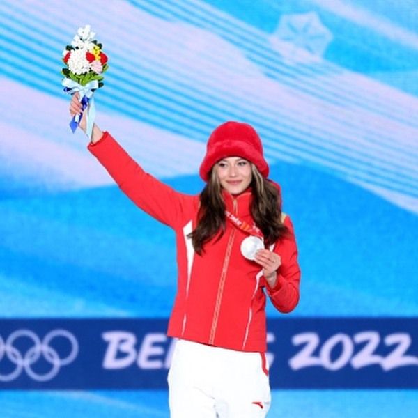 Eileen Gu earned silver in in the slopestyle event at the Winter Olympics 2022