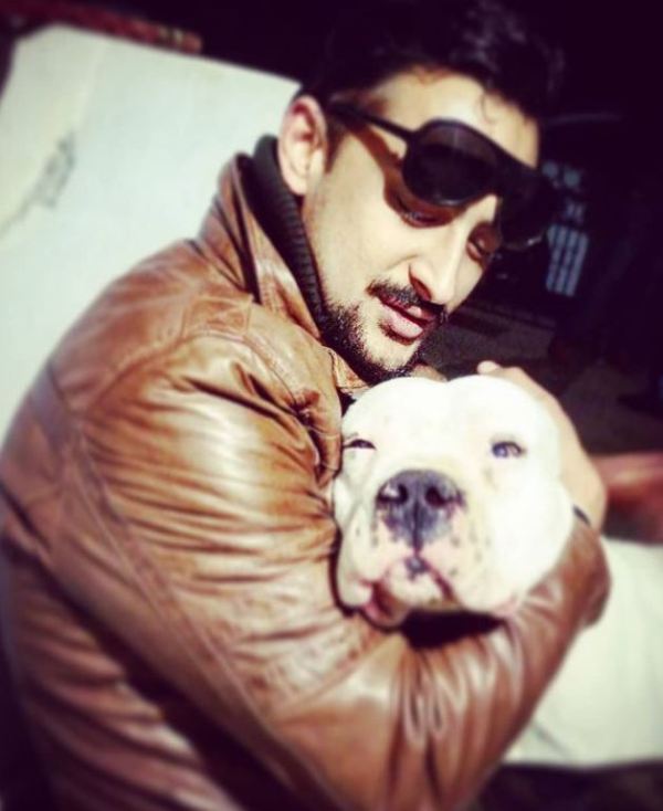 Faris Shafi with his pet dog