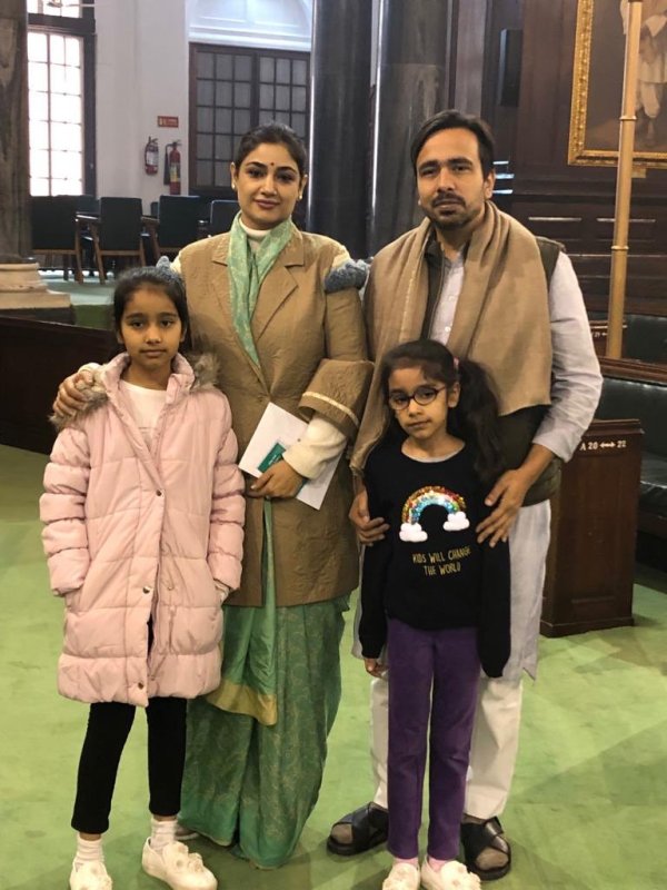Jayant Chaudhary with his daughters and wife