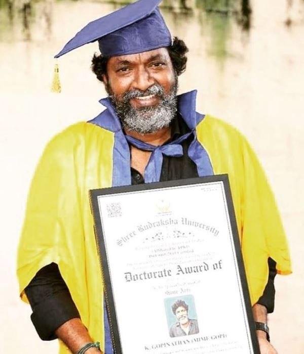 Mime Gopi honoured BY Shree Rudraksha Arts and Dance University with a doctoral award