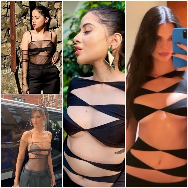 Urfi Javed wearing outfits similar to Kendall Jenner and Bella Hadid's outfits