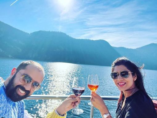 Varun Alagh with his wife in Switzerland