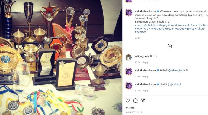 A post Instagrammed by Divyansh Kacholia featuring his medals and prizes in athletics