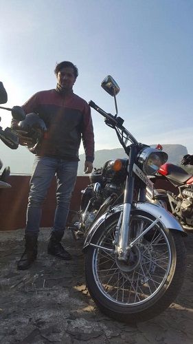 Chetan Hansraj with his motorcycle