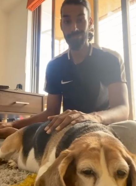 Divyansh with his pet dog