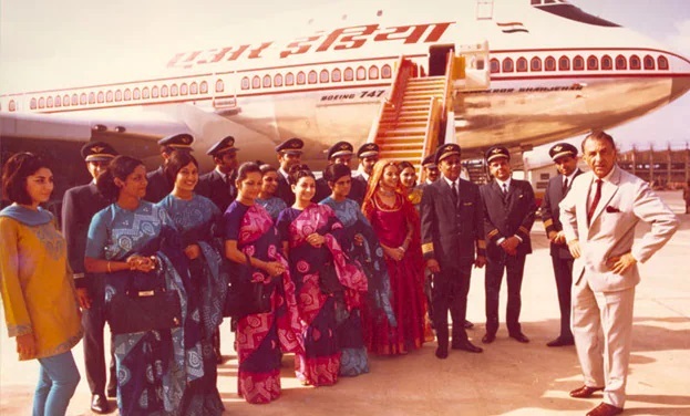 JRD Tata with Air India Crew members
