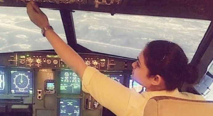 Mahasweta Chakraborty while flying a carrier