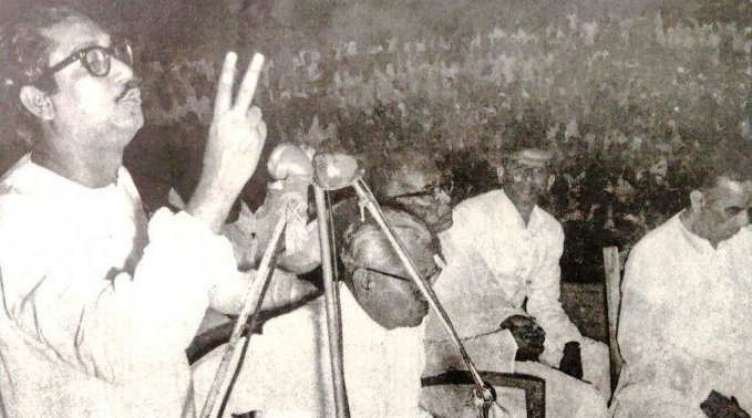 Mujib in Dhaka, after his release from prison