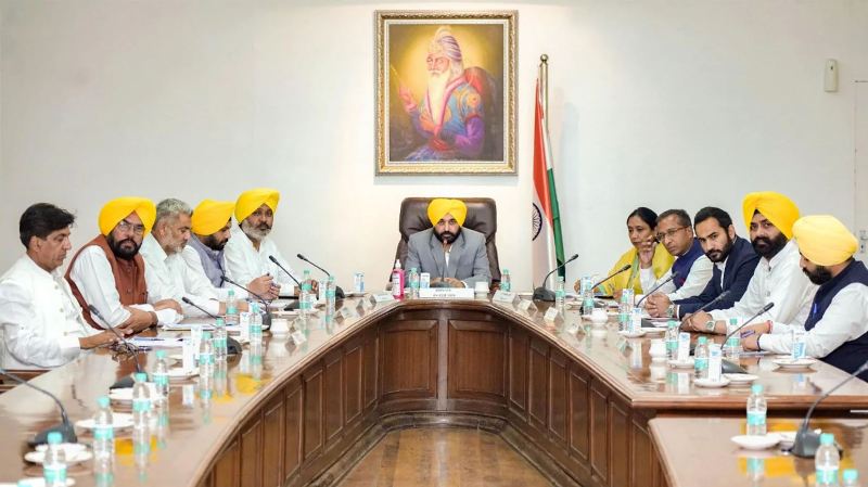 Punjab CM Bhagwant Mann during his first cabinet meeting in Chandigarh