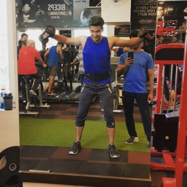 RJ Aabhimanyu working out in the gym