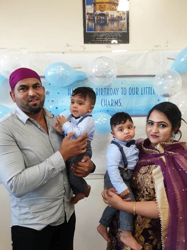 Sandeep Nangal with his wife and children