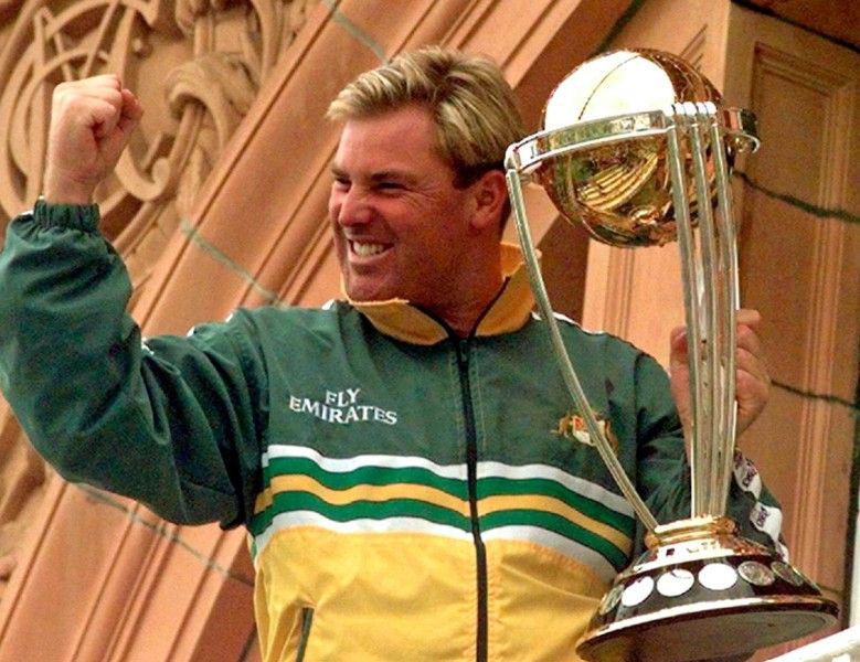 Shane Warne with 1999 World Cup Trophy