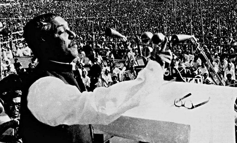 Sheikh Mujibur Rahman during his world renouned speech on 7 March 1971 calling for independence