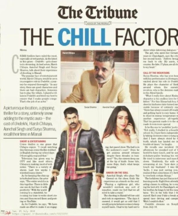 Surya Sharma featured in a newspaper