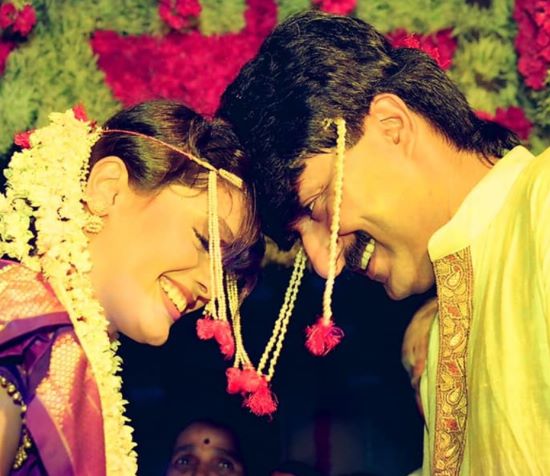 Vivek Agnihotri with his wife on their wedding day