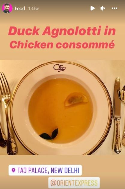 Vivek Agnihotri's Instagram story stating his food habit